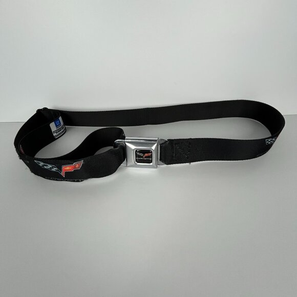 GM Corvette Seatbelt Style Belt Buckle Logo Black Red Adjustable‎ Fashion - Picture 3 of 12